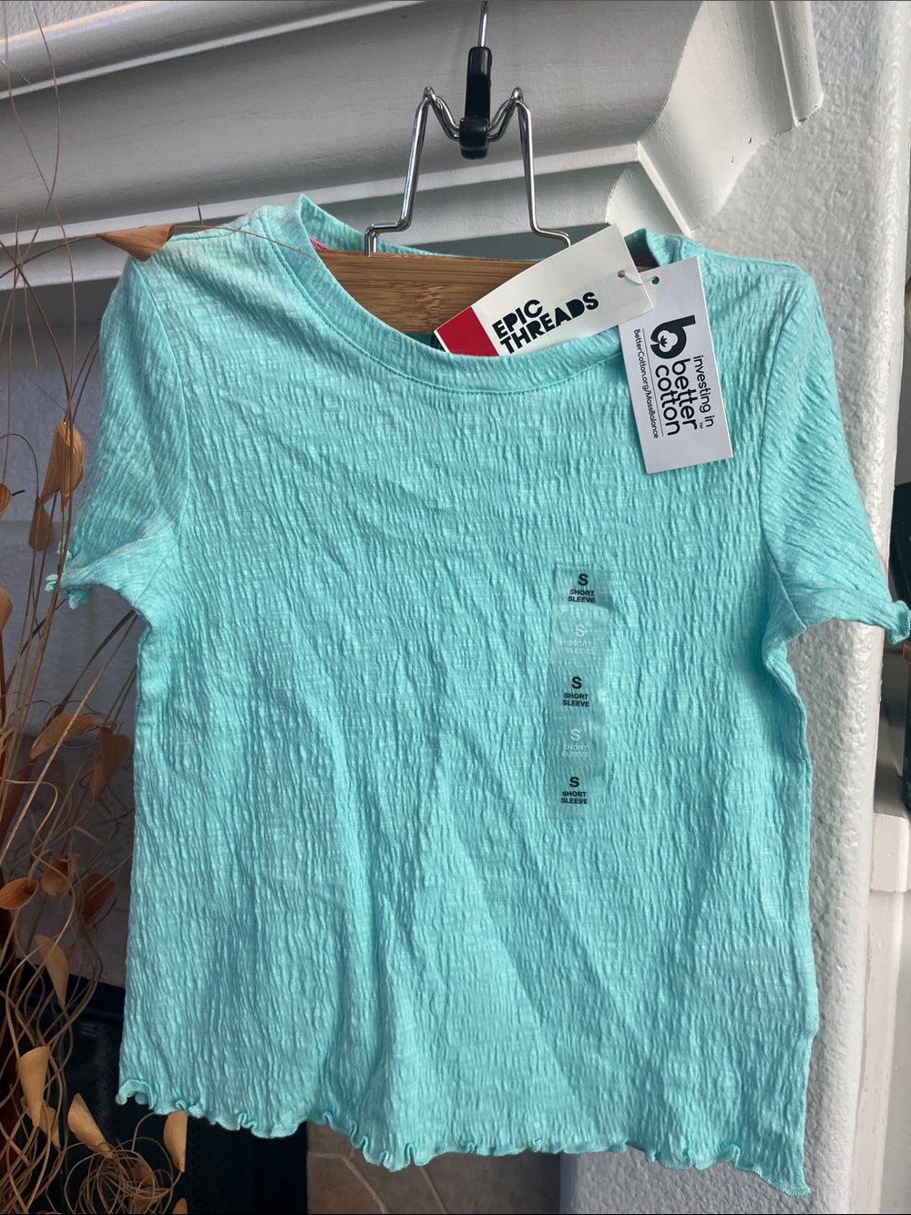 Epic Threads Aqua Crinkle Short Sleeve Tee